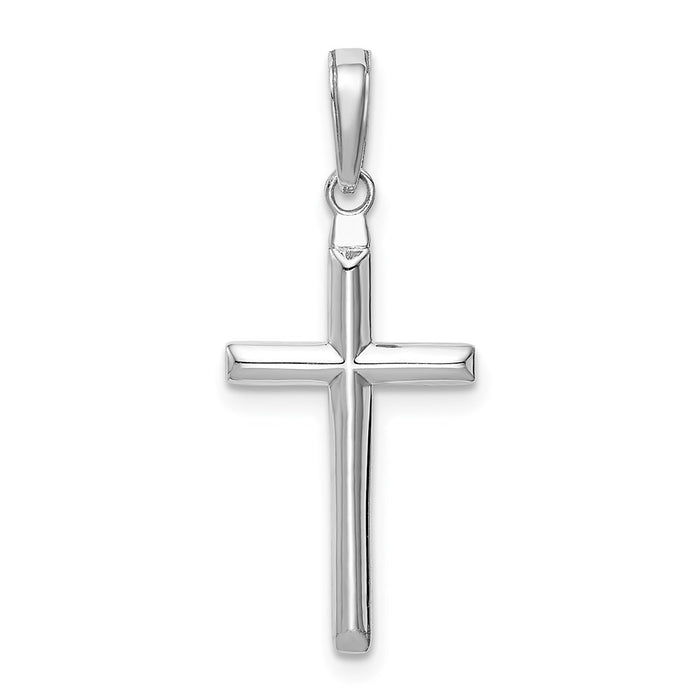 Million Charms 14K White Gold Themed Reversible Latin Relgious Cross Pendant