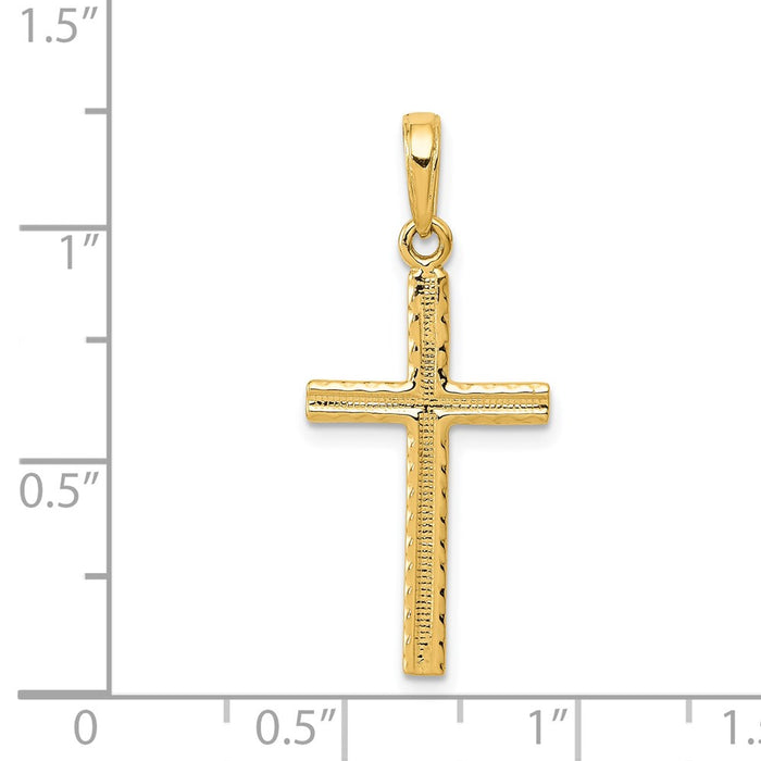 Million Charms 14K Yellow Gold Themed Latin Relgious Cross Pendant