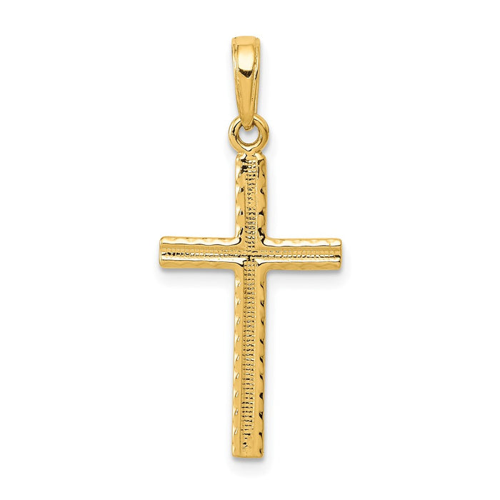 Million Charms 14K Yellow Gold Themed Latin Relgious Cross Pendant