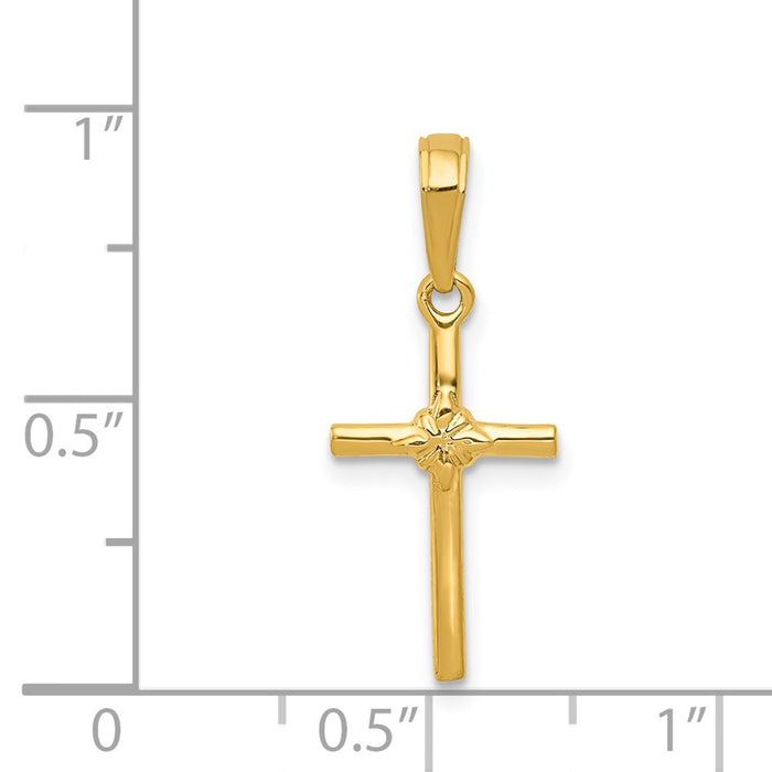 Million Charms 14K Yellow Gold Themed Polished Relgious Cross Charm