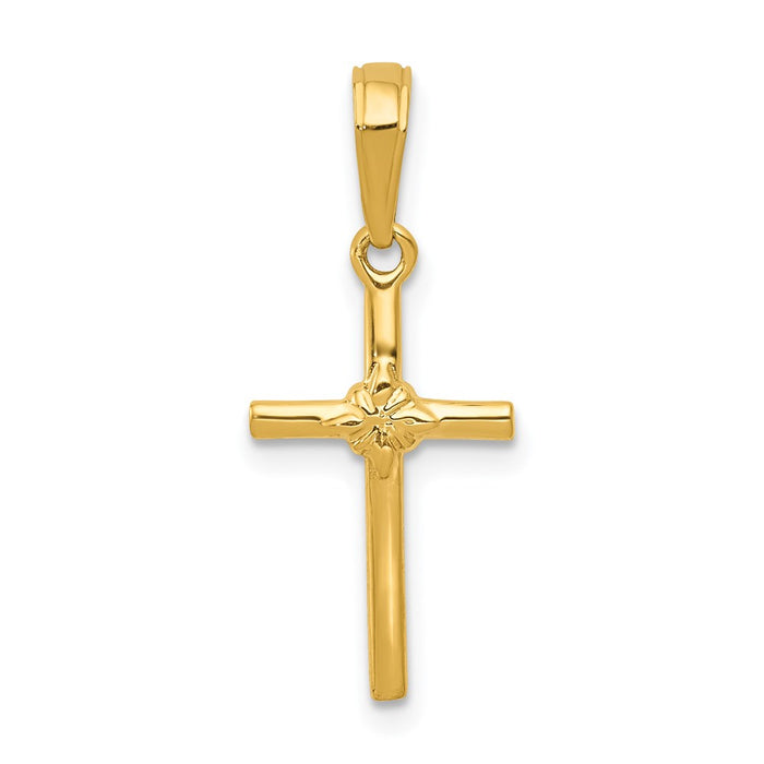 Million Charms 14K Yellow Gold Themed Polished Relgious Cross Charm