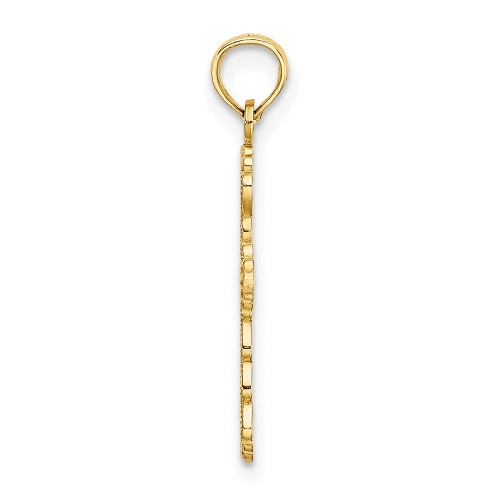 Million Charms 14K Yellow Gold Themed Scalloped Relgious Cross Charm