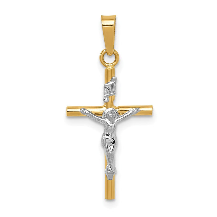 Million Charms 14K Two-Tone Inri Relgious Crucifix Pendant