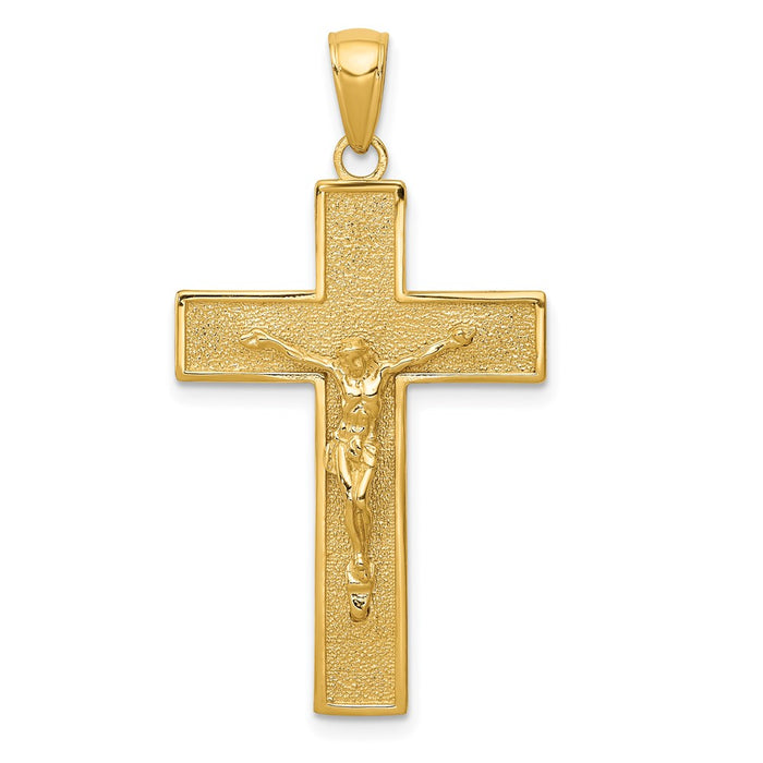 Million Charms 14K Yellow Gold Themed Relgious Crucifix Pendant