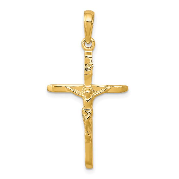 Million Charms 14K Yellow Gold Themed Relgious Crucifix Pendant