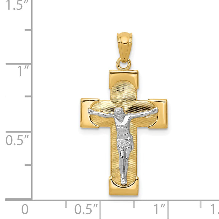 Million Charms 14K Two-Tone Relgious Crucifix Pendant