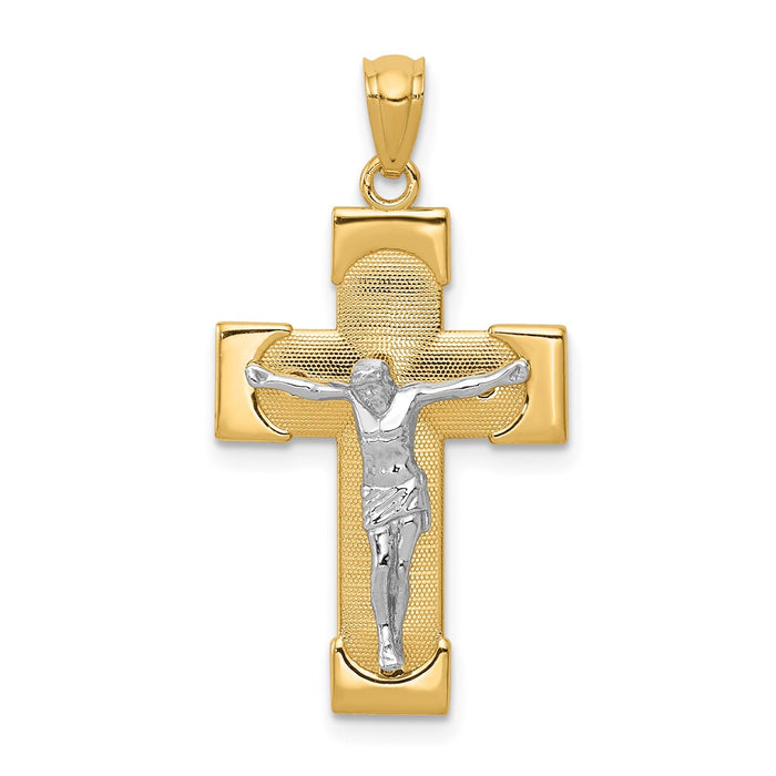 Million Charms 14K Two-Tone Relgious Crucifix Pendant