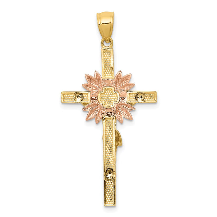 Million Charms 14K Tri-Color Relgious Crucifix Pendant