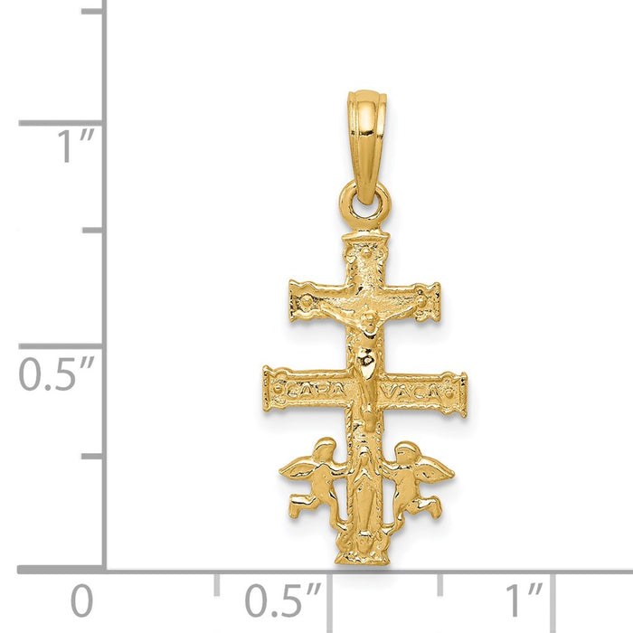 Million Charms 14K Yellow Gold Themed Cara Vaca Relgious Crucifix Pendant