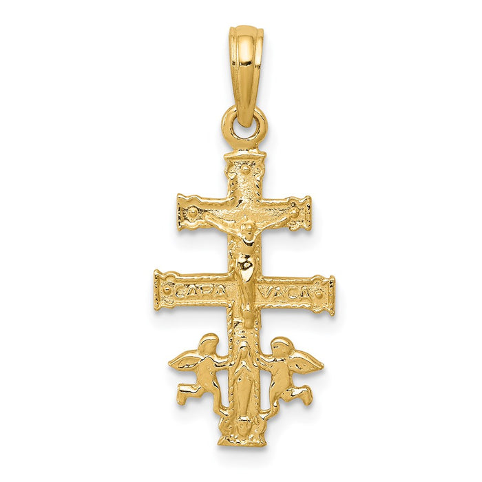 Million Charms 14K Yellow Gold Themed Cara Vaca Relgious Crucifix Pendant