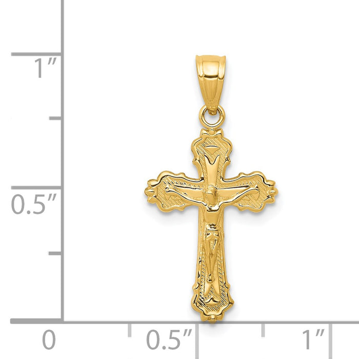 Million Charms 14K Yellow Gold Themed Small Relgious Crucifix Charm