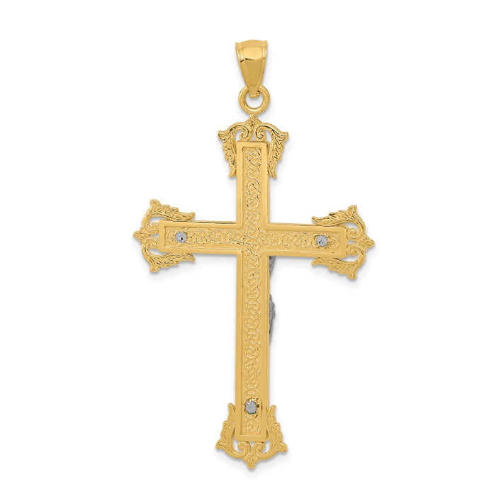 Million Charms 14K Two-Tone Relgious Crucifix Pendant