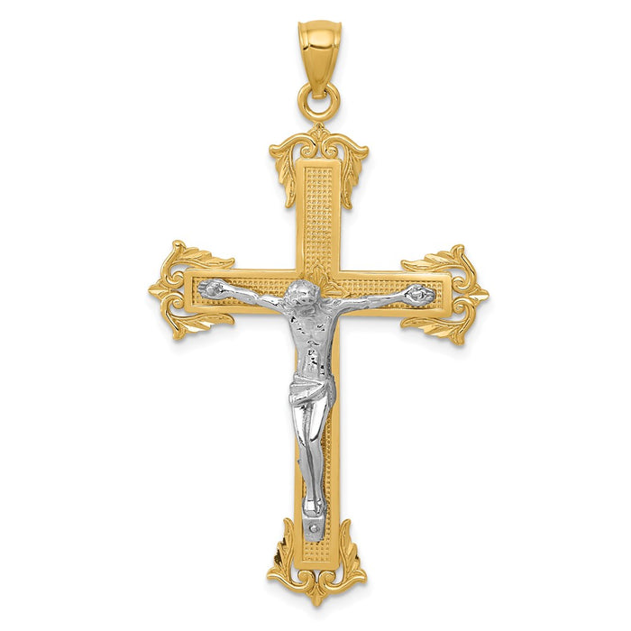 Million Charms 14K Two-Tone Relgious Crucifix Pendant