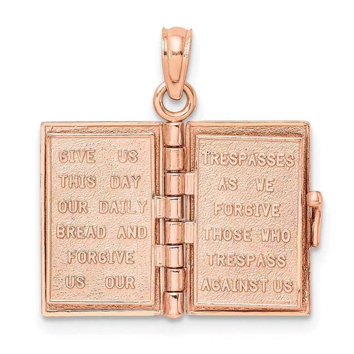 Million Charms 14K Rose Gold Themed 3-D Holy Bible With Lord'S Prayer Moveable Charm