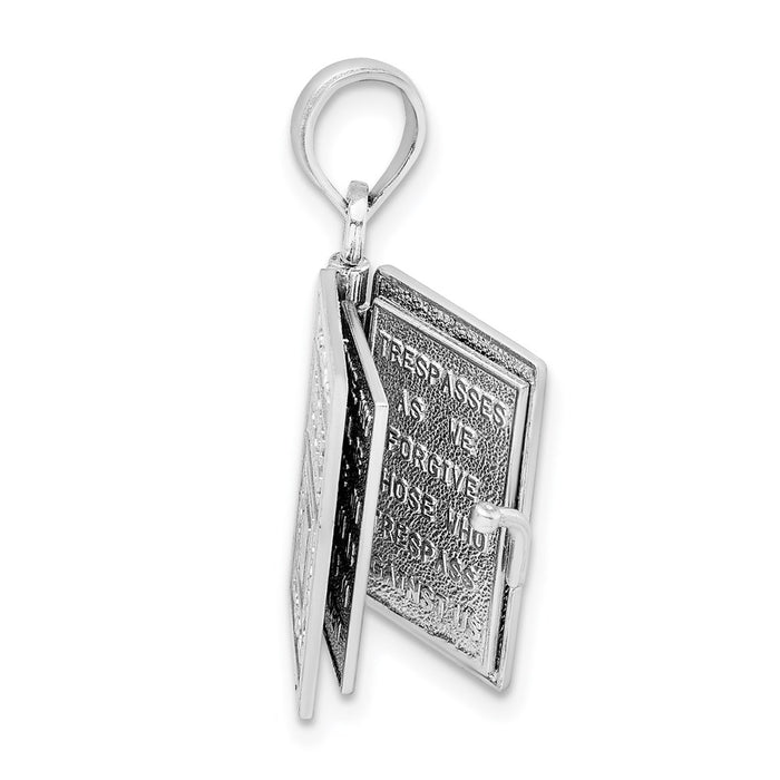 Million Charms 14K White Gold Themed 3-D Holy Bible With Lord'S Prayer Moveable Charm