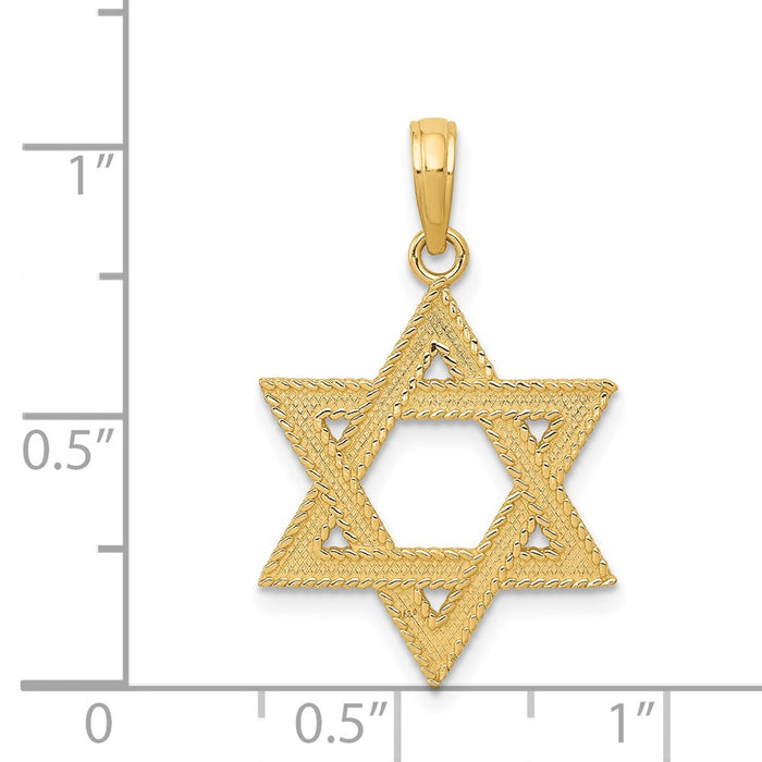 Million Charms 14K Yellow Gold Themed Religious Jewish Star Of David Pendant