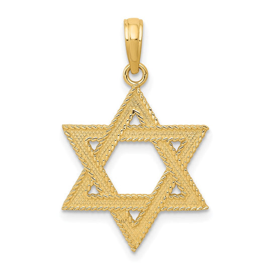 Million Charms 14K Yellow Gold Themed Religious Jewish Star Of David Pendant