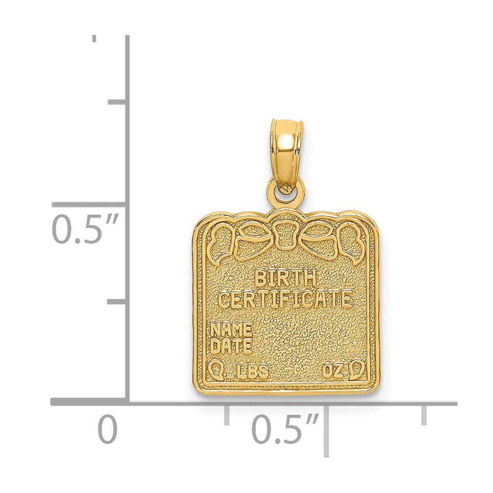 Million Charms 14K Yellow Gold Themed Birth Certificate Charm