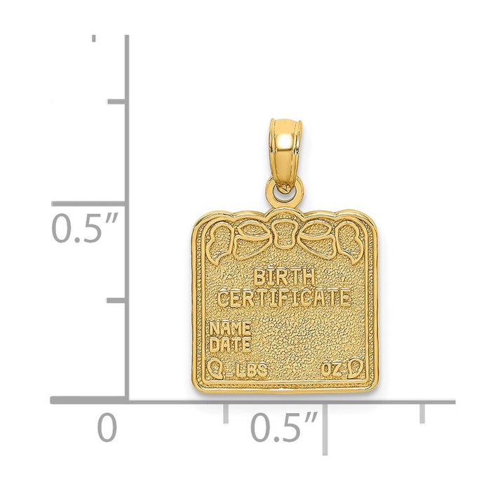 Million Charms 14K Yellow Gold Themed Birth Certificate Charm