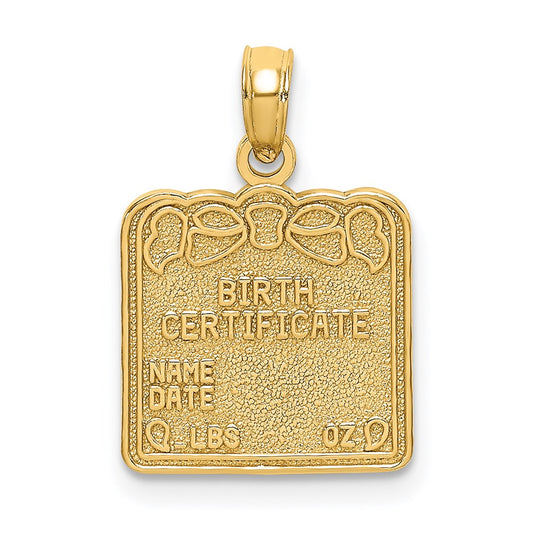 Million Charms 14K Yellow Gold Themed Birth Certificate Charm