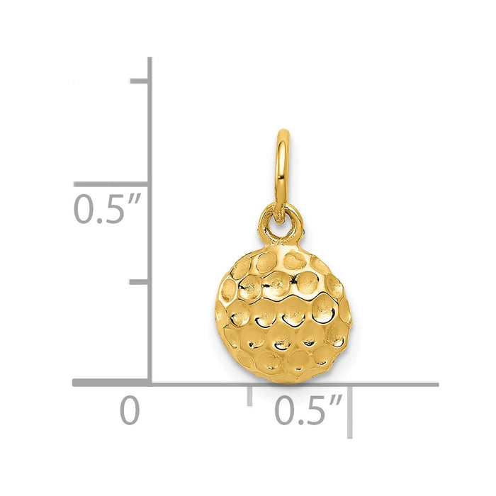 Million Charms 14K Yellow Gold Themed Sports Golf Ball Charm