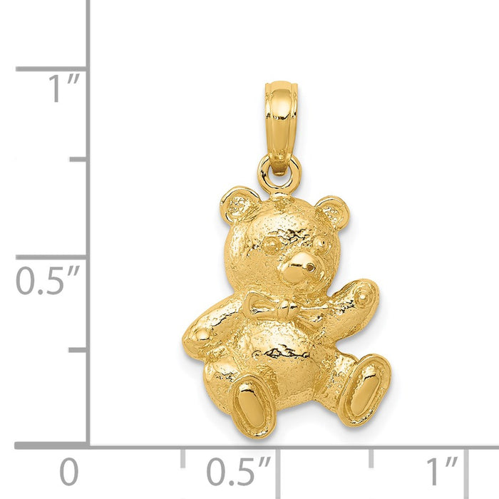 Million Charms 14K Yellow Gold Themed Teddy Bear Pendant