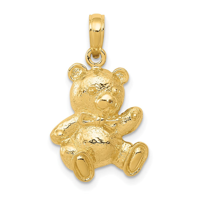 Million Charms 14K Yellow Gold Themed Teddy Bear Pendant