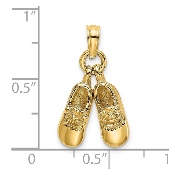 Million Charms 14K Yellow Gold Themed 3-D Moveable Baby Booties Charm