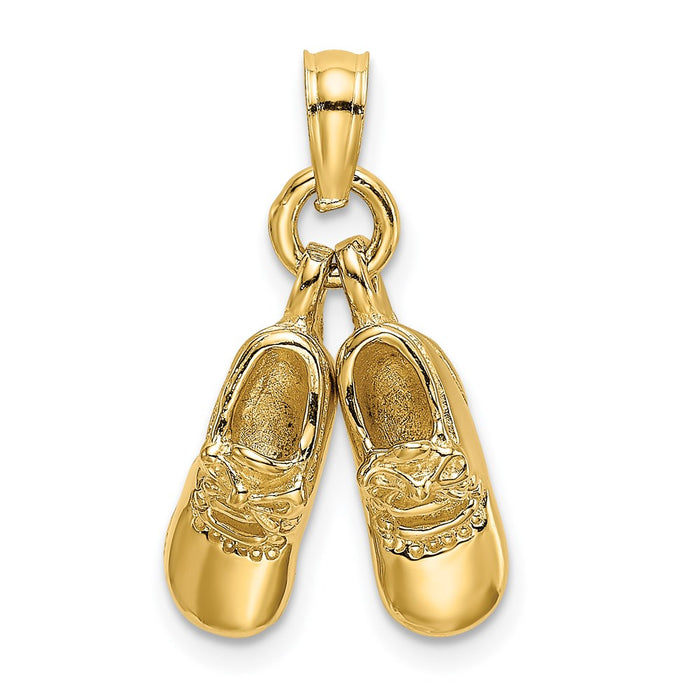 Million Charms 14K Yellow Gold Themed 3-D Moveable Baby Booties Charm