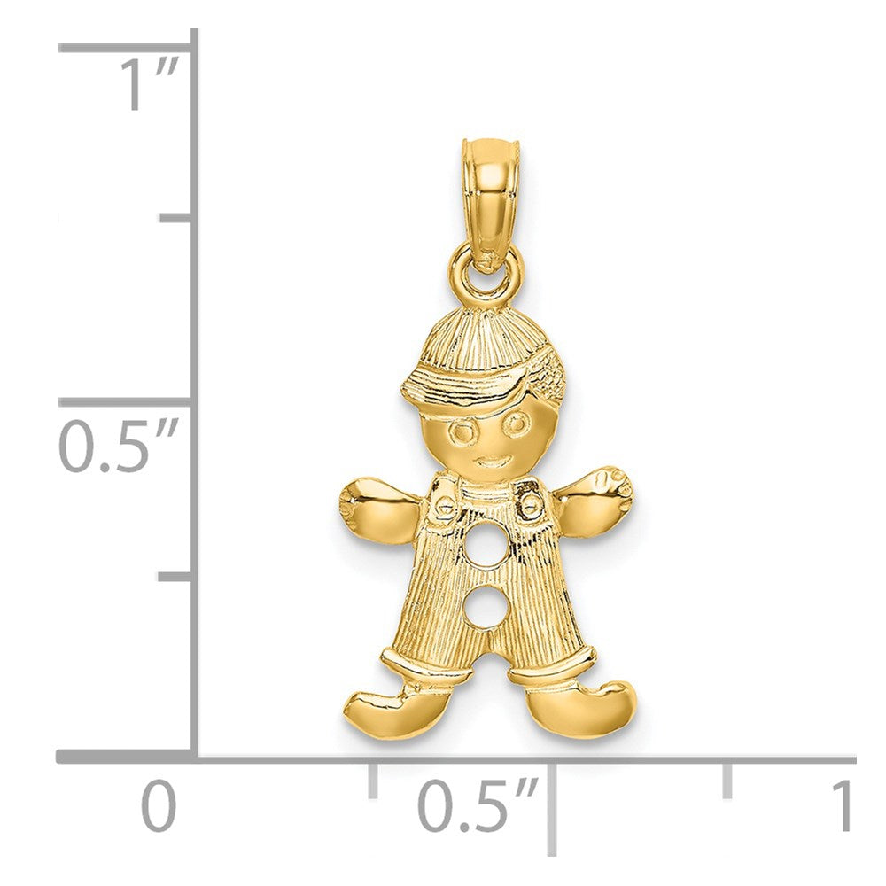 Million Charms 14K Yellow Gold Themed Playful Boy With Cut Out Buttons Charm