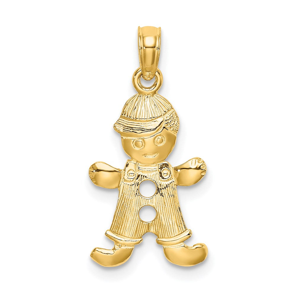 Million Charms 14K Yellow Gold Themed Playful Boy With Cut Out Buttons Charm