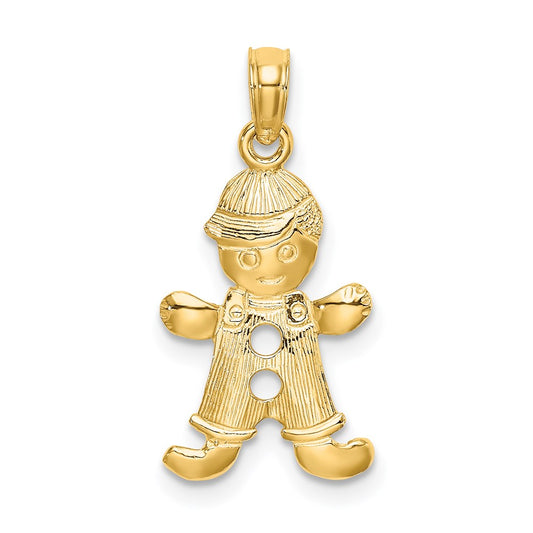 Million Charms 14K Yellow Gold Themed Playful Boy With Cut Out Buttons Charm