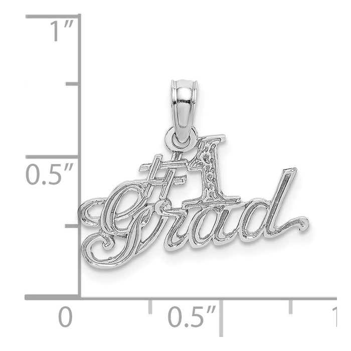 Million Charms 14K White Gold Themed #1 Grad Charm