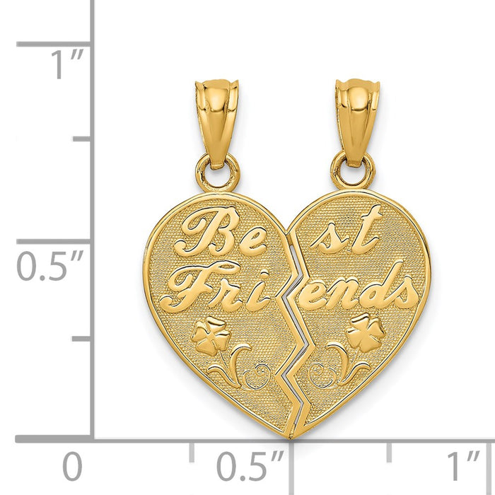 Million Charms 14K Yellow Gold Themed Best Friends Heart Break Apart Pendants