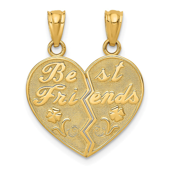 Million Charms 14K Yellow Gold Themed Best Friends Heart Break Apart Pendants