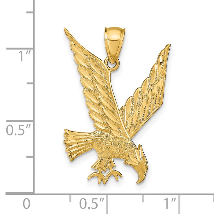 Million Charms 14K Yellow Gold Themed Diamond-Cut Eagle Pendant