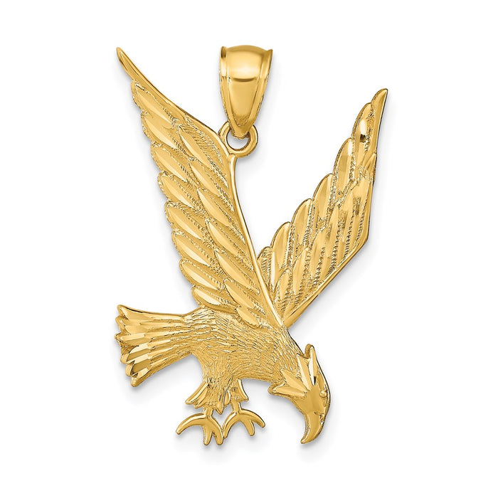 Million Charms 14K Yellow Gold Themed Diamond-Cut Eagle Pendant