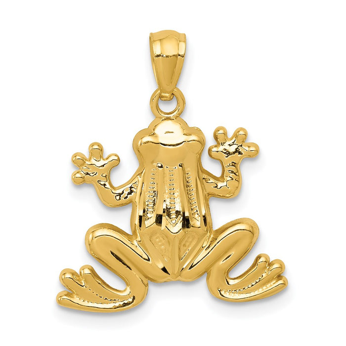 Million Charms 14K Yellow Gold Themed Polished Frog Pendant