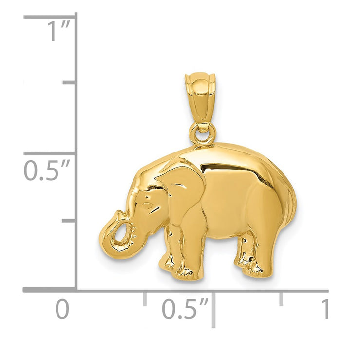 Million Charms 14K Yellow Gold Themed Polished Elephant Pendant