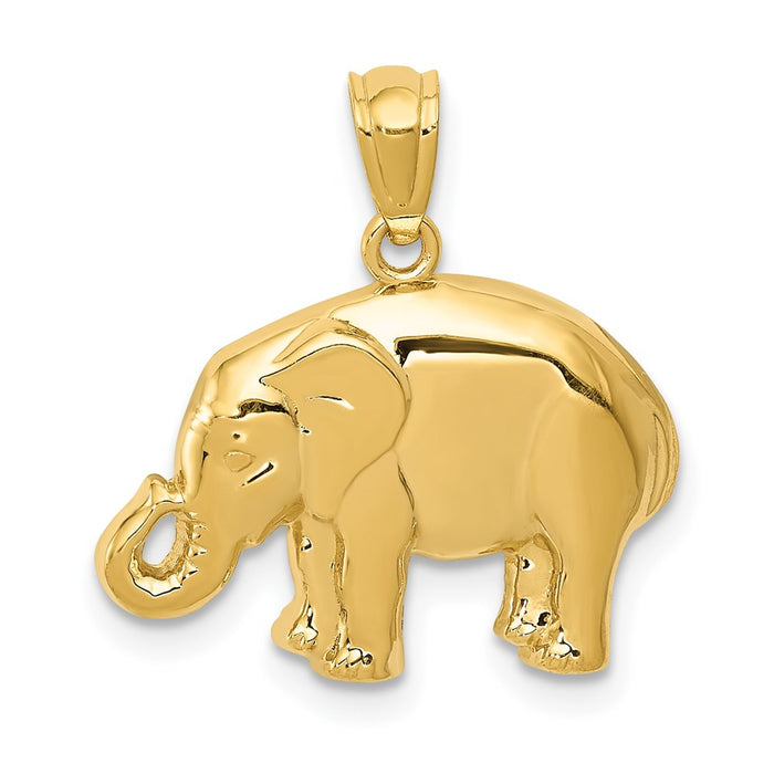 Million Charms 14K Yellow Gold Themed Polished Elephant Pendant