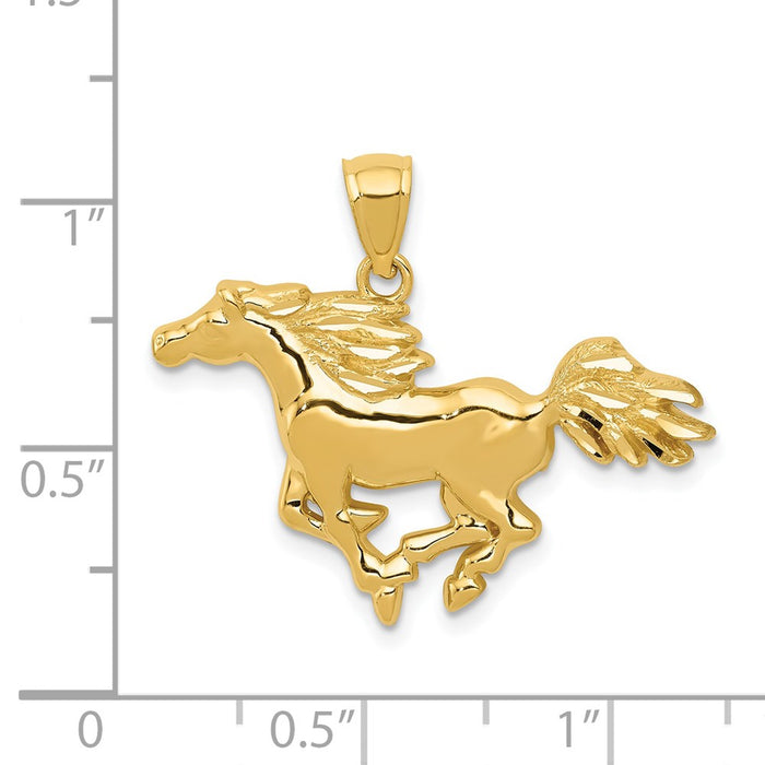 Million Charms 14K Yellow Gold Themed Polished Horse Pendant