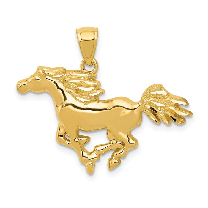 Million Charms 14K Yellow Gold Themed Polished Horse Pendant