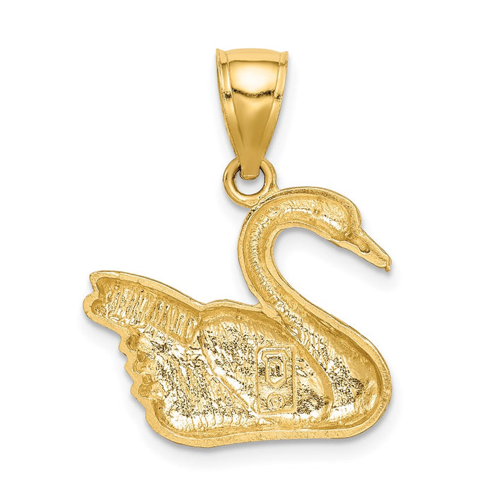 Million Charms 14K Yellow Gold Themed Diamond-Cut Swan Pendant