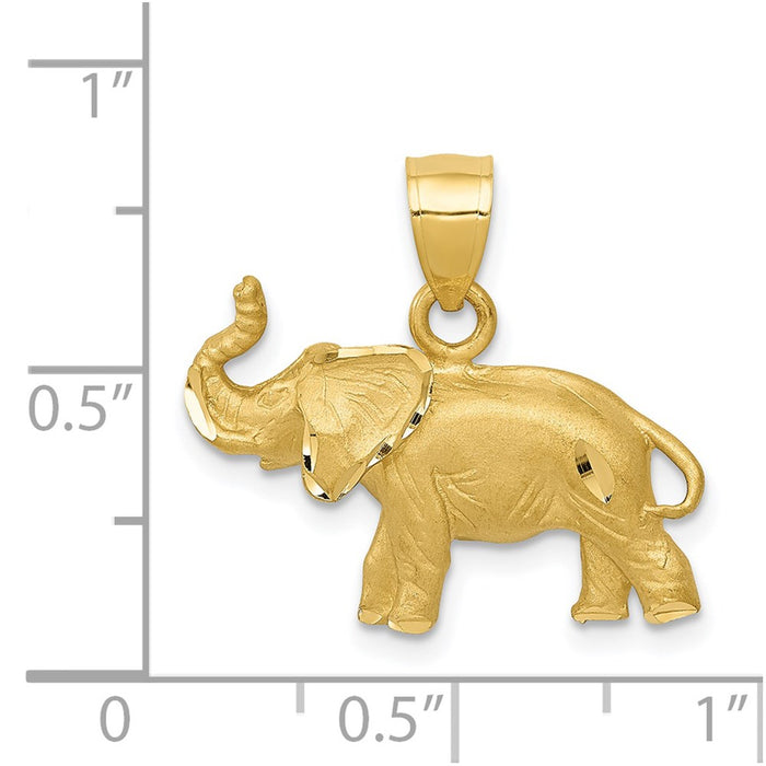 Million Charms 14K Yellow Gold Themed Diamond-Cut Elephant Pendant