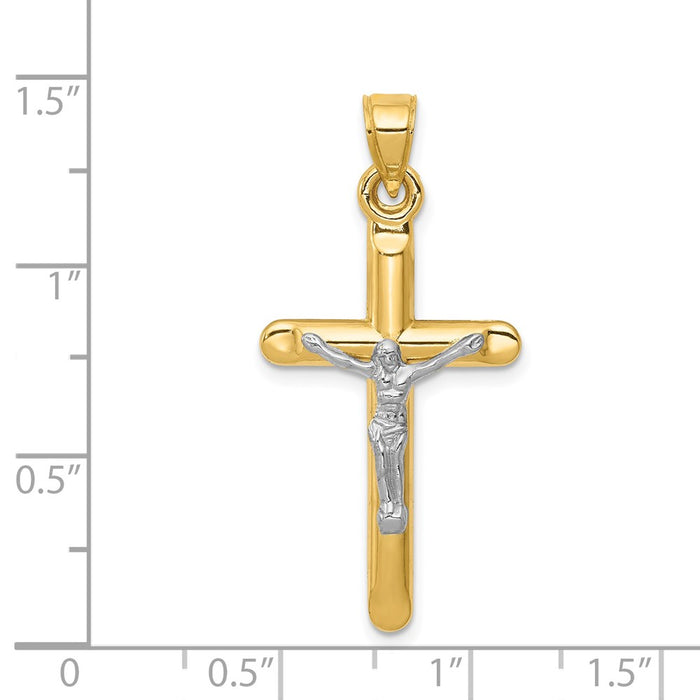 Million Charms 14K Two-Tone Hollow Relgious Crucifix Pendant