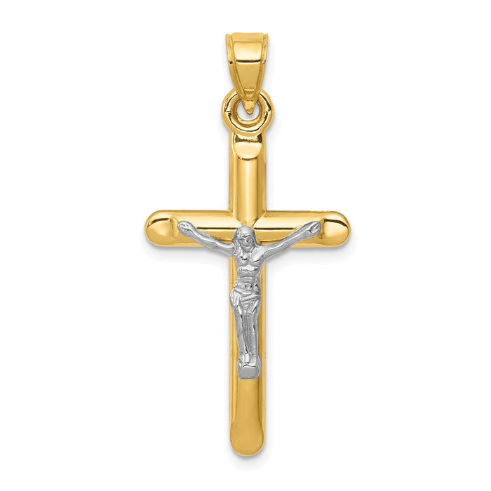 Million Charms 14K Two-Tone Hollow Relgious Crucifix Pendant