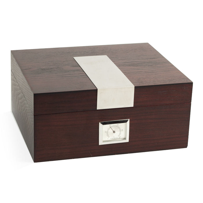 Occasion Gallery Espresso Wood Color "Espresso" Wood Cigar Humidor with Spanish Cedar Lining. Holds Up To  50 Cigars and Includes a Humidistat, External Hygrometer and Stainless Steel Accents. 10.25 L x 8.5 W x 4.5 H in.