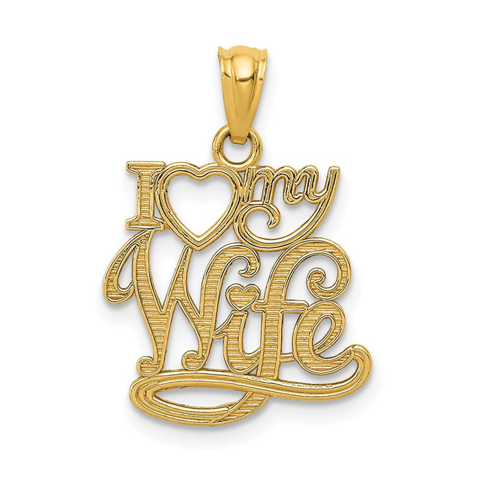 Million Charms 14K Yellow Gold Themed I Love My Wife Pendant