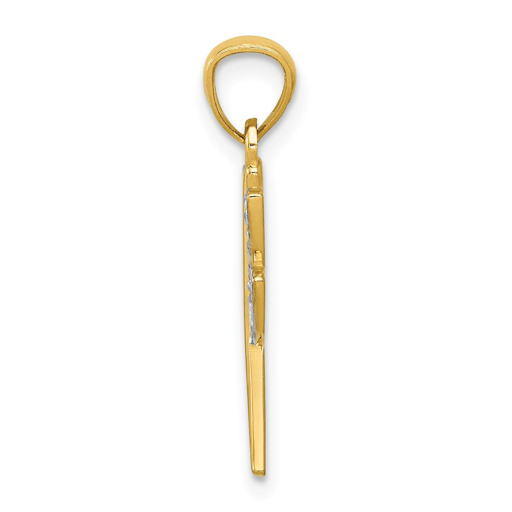 Million Charms 14K Yellow Gold Themed, Rhodium-plated Dragonfly Pendant