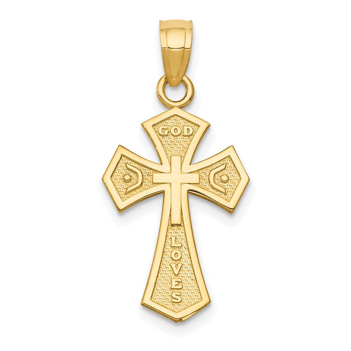 Million Charms 14K Yellow Gold Themed Reversible Passion Relgious Cross Pendant